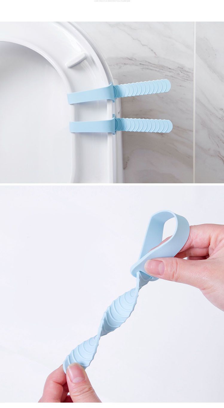 ON OFFER  2pcs Silicone Toilet Lift Cover Anti-Dirty: Sanitary Handle Flip Ring Blue Pink 2pcs Hygienic Bathroom Accessories Touchless Lid Lifter Easy-Clean Toilet Seat Essential Gift.