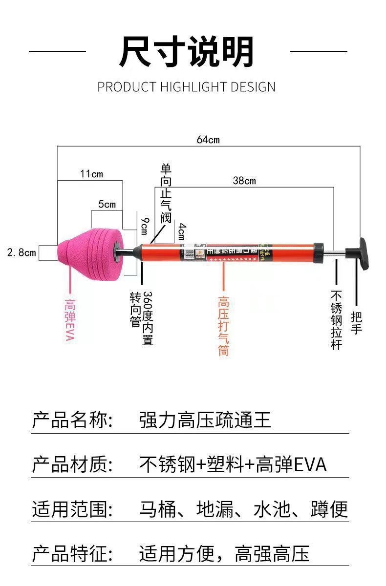 High-Pressure Air Toilet Unclogging Tool: Upgraded Drain Blaster Sewer Pipe Clog Remover Powerful Pneumatic Plunger Bathroom Kitchen Sink Shower Instant Blockage Fix Gift.