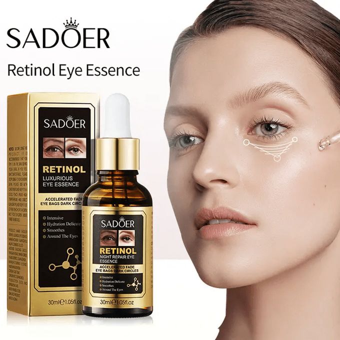 Sadoer 5 in 1 Pack, Retinol Eye Bags and Dark Circles Serum + Fruit Acid AHA BHA Serum + Salicylic Acne Treatment Serum + Vitamin C Face Brightening +Collagen  Serum Anti Aging for Youthful Skin