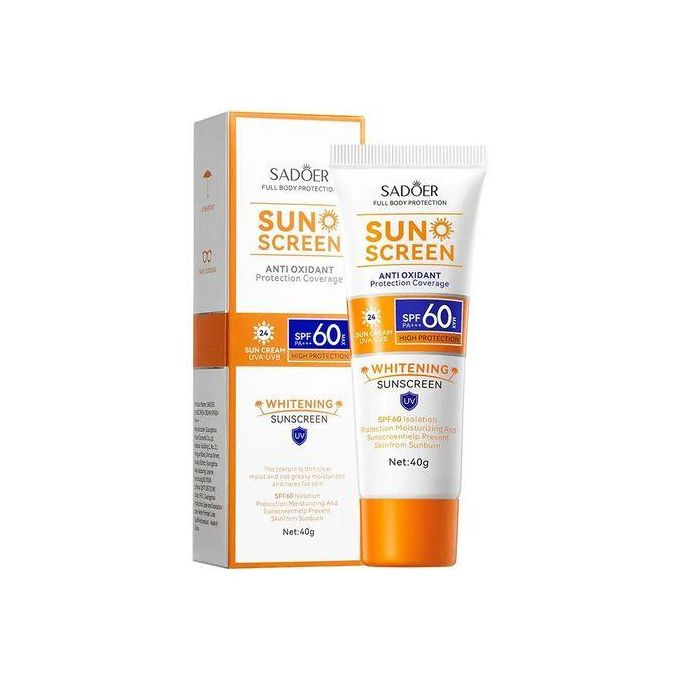 Sadoer Sunscreen , Full Body Protection Sun Screen , Whitening Sunscreen, SPF PA+++ 60 Outdoor Protection, Vitamin C complementary, Sun Cream UVA-UVB, Moisturizing
