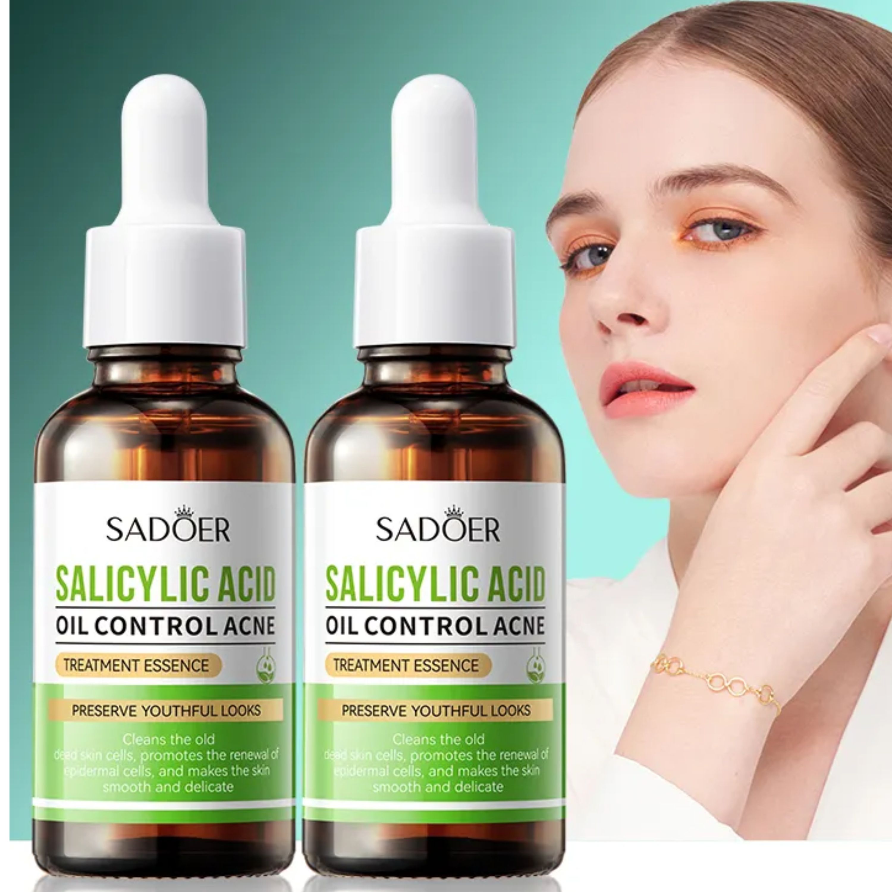 2 Pieces Salicylic Acid  Acne Remover Pimples Remover, Blackheads Remover, Can combine with Vitamin C serum,  Acne Treatment Salicylic Acid Serum, Black Heads Removing Serum, Prevents Acne Breakouts