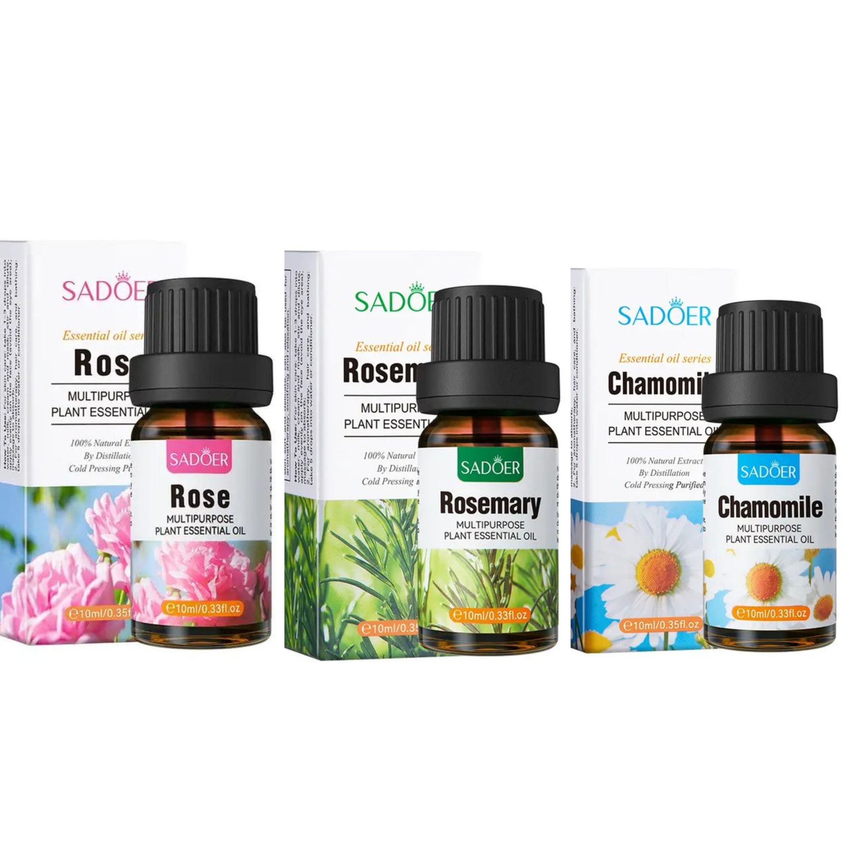 3 in 1 Aromatherapy Oil,Rose Essential Oil + Chamomile Essential Oil + Rosemary Essential Oil, Diffuser Oil, Skin Care, Massage, Aroma Therapy, Diffuser Oil, Relaxation, Hair Care Humidifier oil