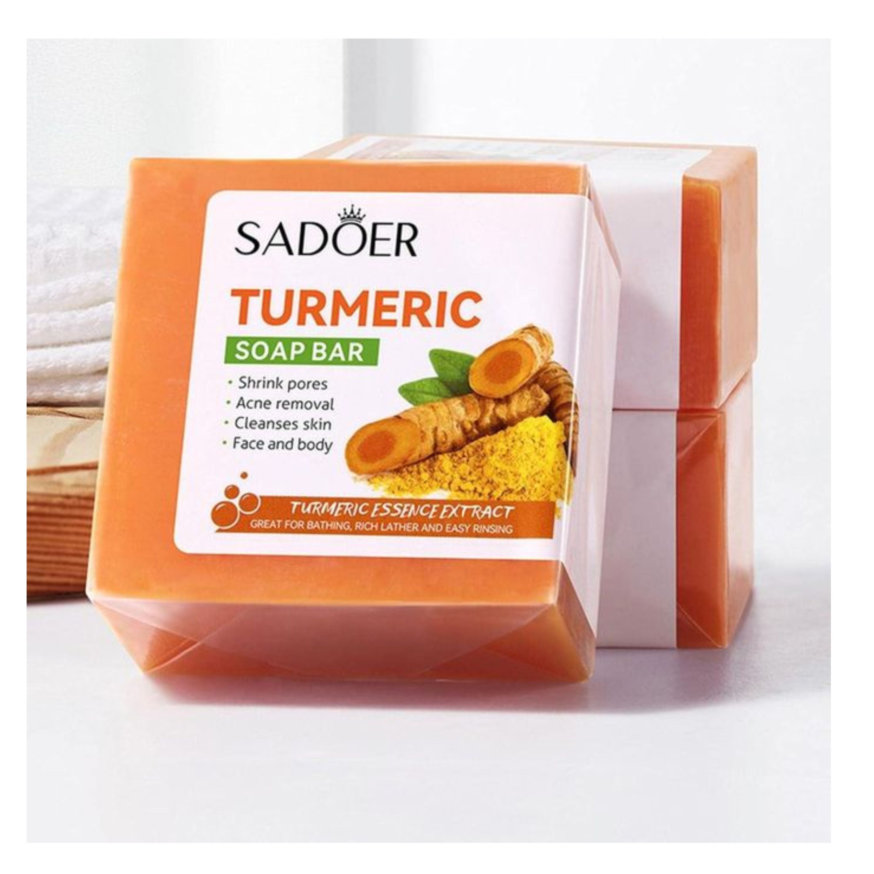3 Pieces Turmeric Soap, Tumeric Soap, Moisturizes the Skin, Increase Water Retention, Remove Acnes, Like Vitamin C it Fade Dark Marks, Shrink Pores, Brighten Skin, Soften Skin, Anti Acne, Oil Control