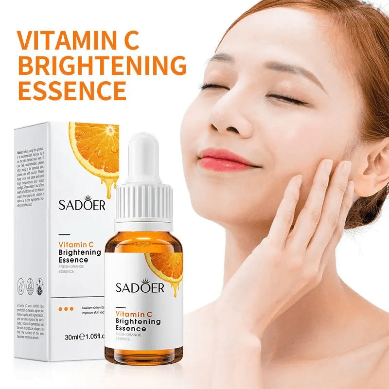 SADOER 4 Pieces Set, Vitamin C Serum + Vitamin C Face Cream+ Black Heads Peeling Mask + Face Wash for Face Brightening, Moisturizing and Black Heads Removal, Smoothing, Remove Blackheads and Whitehead
