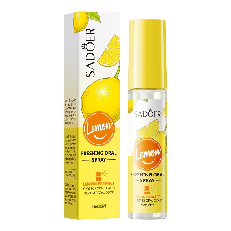 SADOER Lemon Oral Spray, Mouth Spray Lemon Extract Care For Oral Health, Removes Odor, Breath Freshener