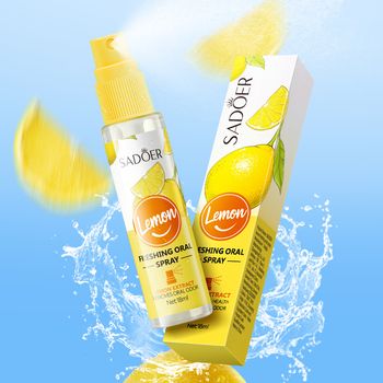 SADOER Lemon Oral Spray, Mouth Spray Lemon Extract Care For Oral Health, Removes Odor, Breath Freshener