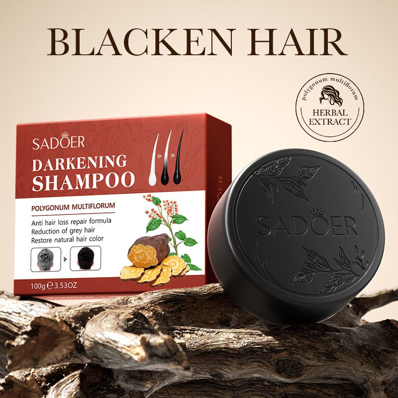 Sadoer Hair Darkening Shampoo, Anti Hairloss Repair Formular, Reduce Grrey Hair,Restore Natural Hair Color, polygonum multiflorum Anti Grey HairControls Oil and Dandruffs, Prevents Hairloss, Repair