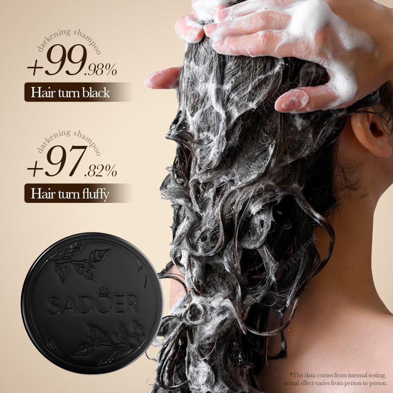Sadoer Hair Darkening Shampoo, Anti Hairloss Repair Formular, Reduce Grrey Hair,Restore Natural Hair Color, polygonum multiflorum Anti Grey HairControls Oil and Dandruffs, Prevents Hairloss, Repair