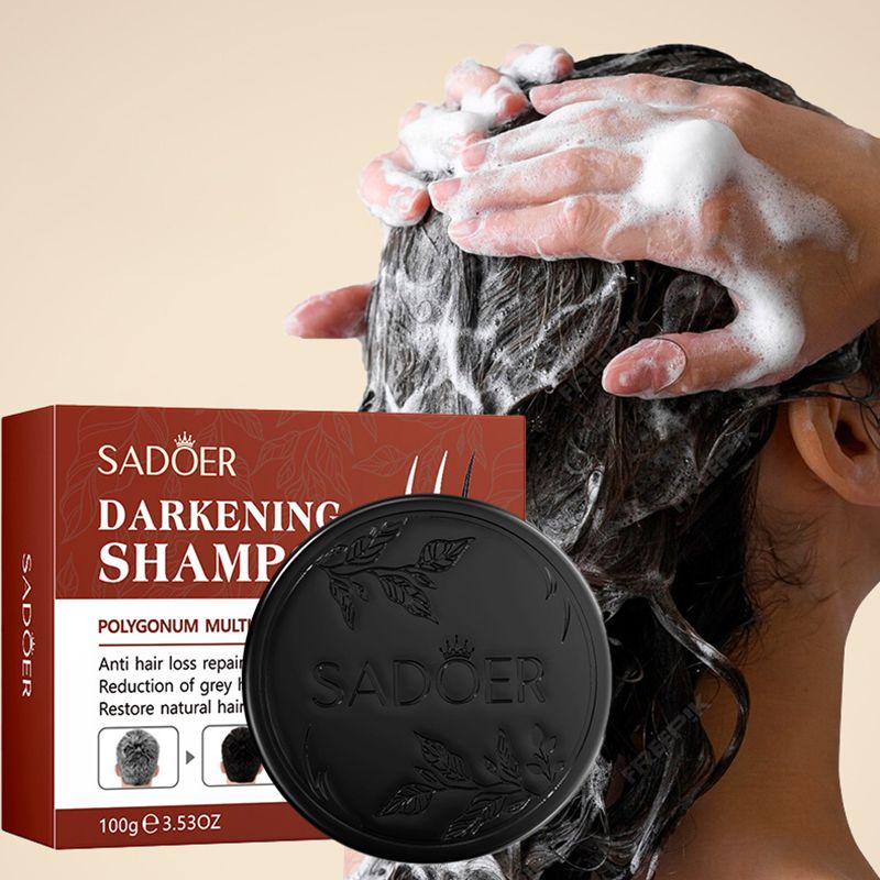 Sadoer Hair Darkening Shampoo, Anti Hairloss Repair Formular, Reduce Grrey Hair,Restore Natural Hair Color, polygonum multiflorum Anti Grey HairControls Oil and Dandruffs, Prevents Hairloss, Repair