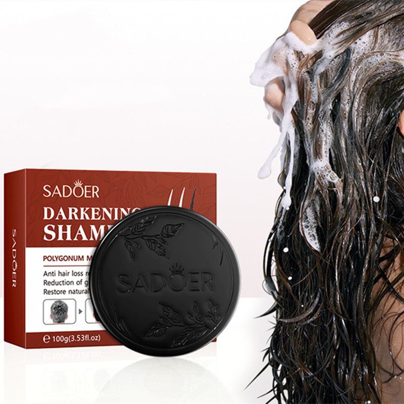 Sadoer Hair Darkening Shampoo, Anti Hairloss Repair Formular, Reduce Grrey Hair,Restore Natural Hair Color, polygonum multiflorum Anti Grey HairControls Oil and Dandruffs, Prevents Hairloss, Repair