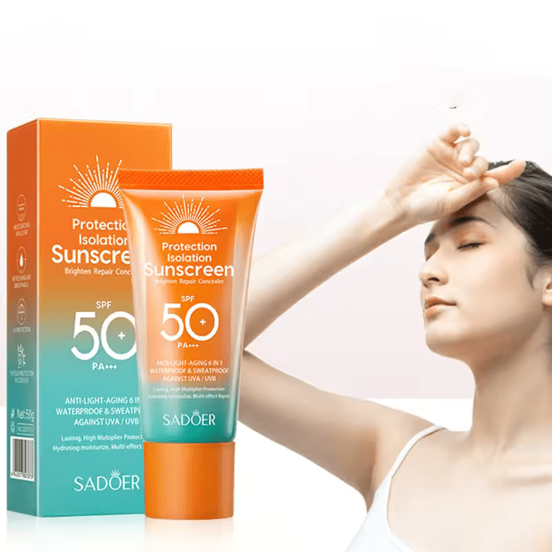 Sadoer 4 in 1 Vitamin C Skincare Set – Vitamin C Cleanser + Vitamin C Essence + Vitamin C Lip Balm + SPF50 Sunscreen  Face Brightening, Dark Spot Removal, Hydration, UV Protection & Anti-Aging