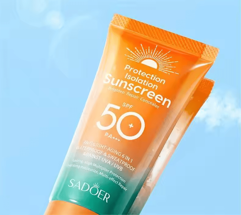 Sadoer 4 in 1 Vitamin C Skincare Set – Vitamin C Cleanser + Vitamin C Essence + Vitamin C Lip Balm + SPF50 Sunscreen  Face Brightening, Dark Spot Removal, Hydration, UV Protection & Anti-Aging