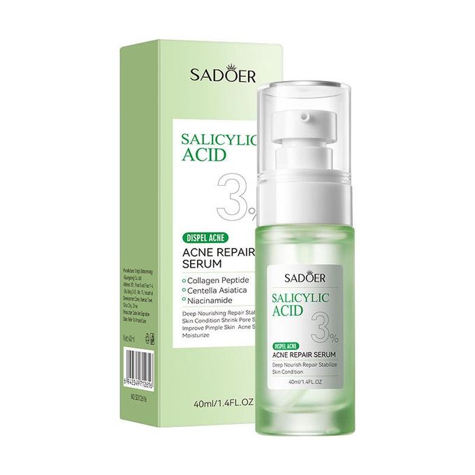 Sadoer 5 in 1 Set, 3% Salicylic Acid Acne Repair Toner + Amino Acid Gentle Cleanser + Acne Repair Cream + Acne Repair Serum + Sunscreen SPF 50, (Complements Vitamin C), Acne Repair, Soothing, Repair