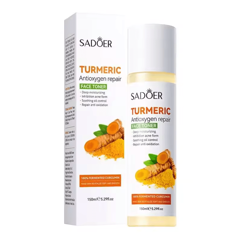 5 in 1 Sadoer Turmeric Set, Tumeric Cleanser + Face Serum +Face Toner + Face Cream + Tumeric Soap, with unparelled Vitamin C capabilities, Helps in Preven Acne, Sooth, Hydrate, Lighjten Acne Marks