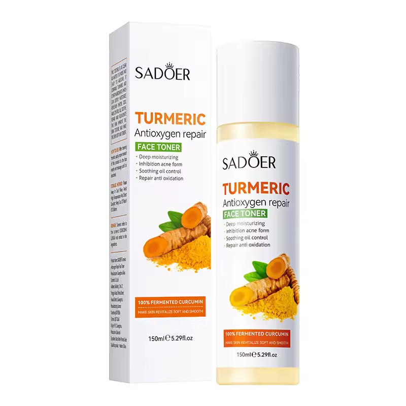 5 in 1 Sadoer Turmeric Set, Tumeric Cleanser + Face Serum +Face Toner + Face Cream + Tumeric Soap, with unparelled Vitamin C capabilities, Helps in Preven Acne, Sooth, Hydrate, Lighjten Acne Marks
