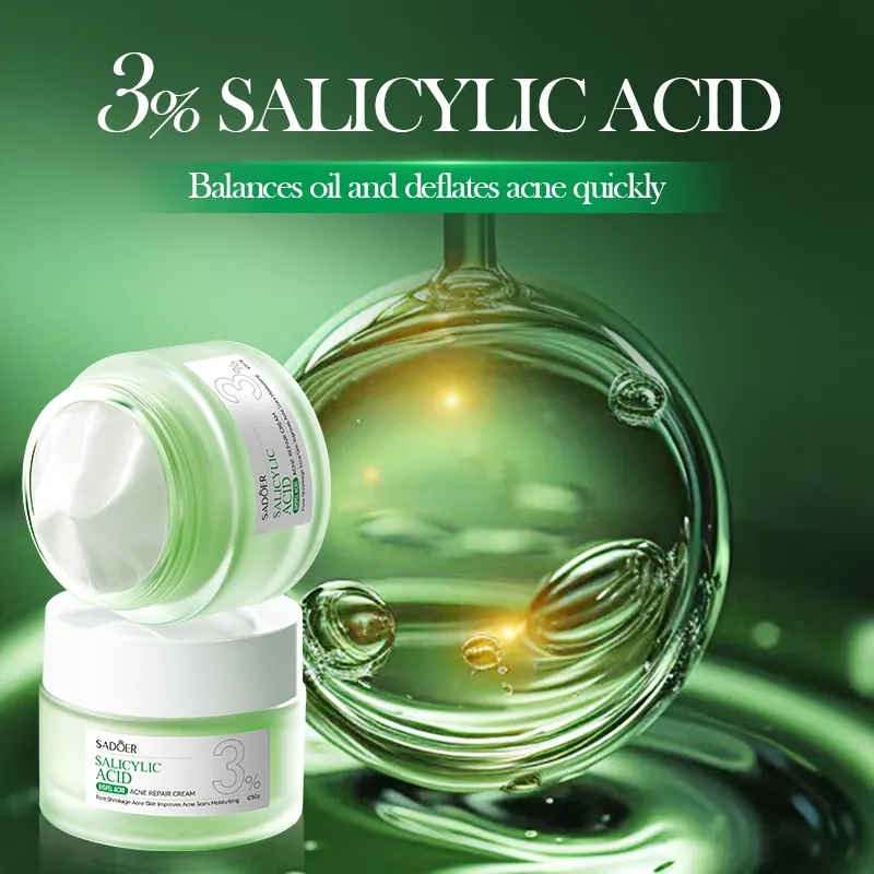 SADOER Acnes and Oil Control Cream, 3% Salicylic Acid Acnes, Oil Control Face Cream, Like Vitamin C, Moisturizing, Hydrating, Repair Acne Muscles,