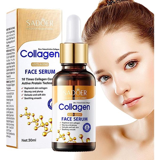Sadoer Collagen 3 Pieces, Collagen Anti Aging Cleanser + Anti Aging Collagen Serum + Collagen Firming Face Cream, can Add Vitramin C, For Anti Aging, Moisturizing, Cleansing, Anti Wrinkles,