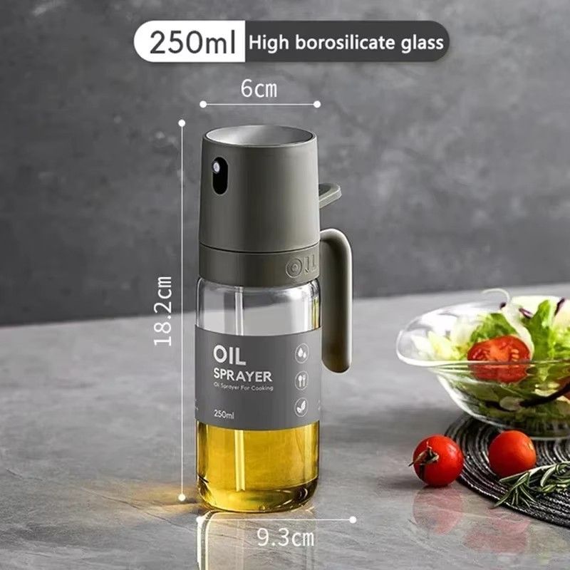 250ml Oil Spray Bottle High Borosilicate Glass Cooking Oil Dispensers Olive Oil Sprayer Mister for Air Fryer Salad Baking