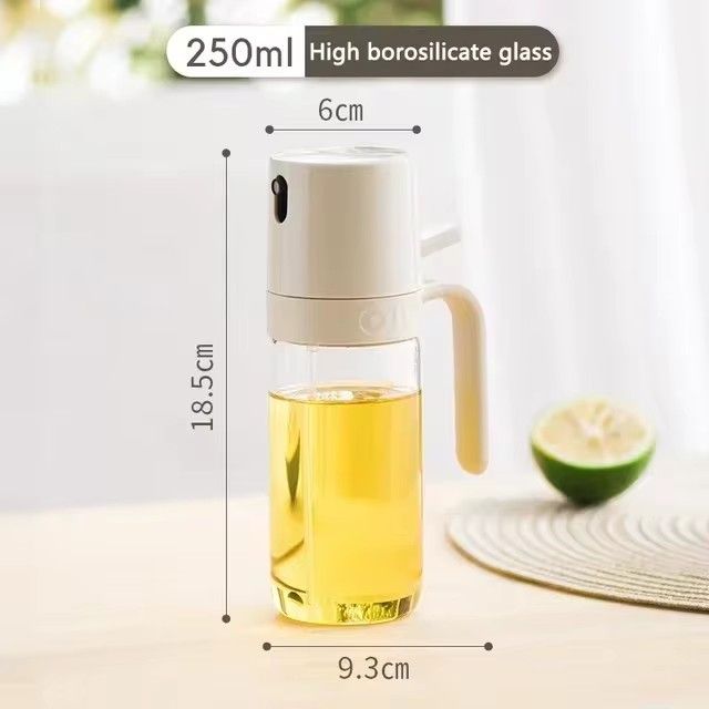 250ml Oil Spray Bottle High Borosilicate Glass Cooking Oil Dispensers Olive Oil Sprayer Mister for Air Fryer Salad Baking