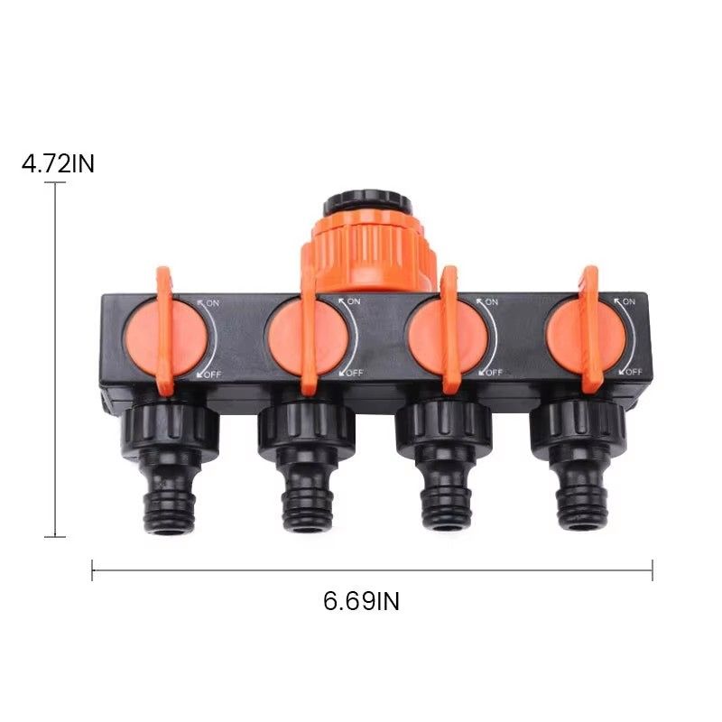 Garden Hose Pipe Splitter 4-Way Faucet Diverter Tap Hose Connector Splitter Four Independent Switches For Home Lawn Irrigation