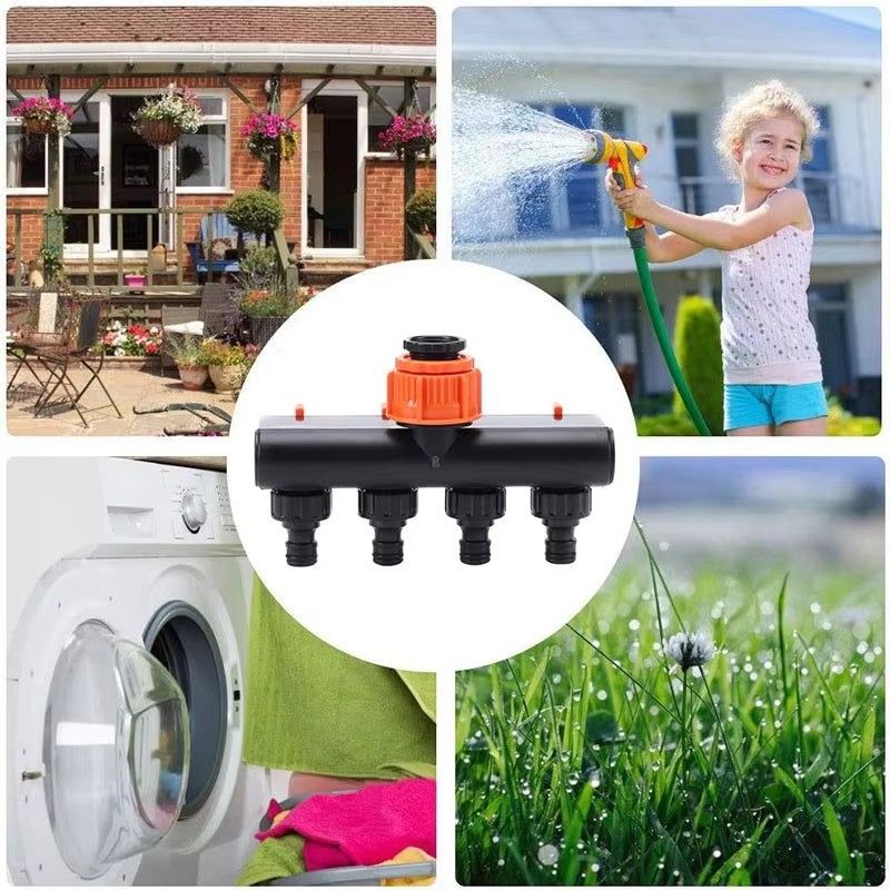 Garden Hose Pipe Splitter 4-Way Faucet Diverter Tap Hose Connector Splitter Four Independent Switches For Home Lawn Irrigation