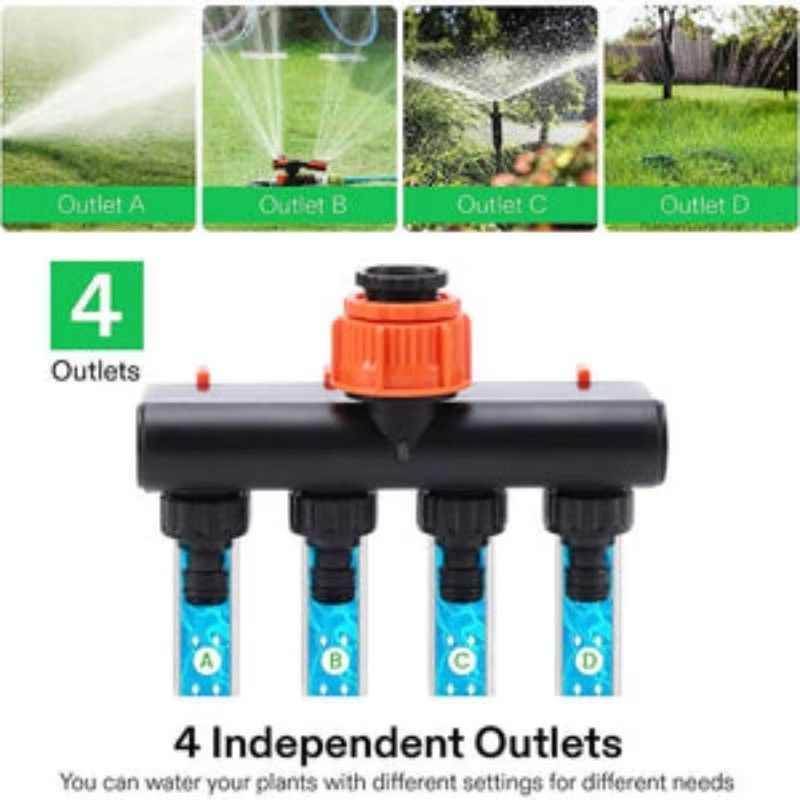 Garden Hose Pipe Splitter 4-Way Faucet Diverter Tap Hose Connector Splitter Four Independent Switches For Home Lawn Irrigation