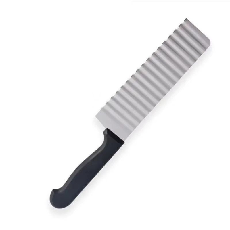 Stainless Steel Potato Chip Long Slicer Dough Vegetable Fruit Crinkle Wavy Slicer Knife Potato Cutter Chopper French Fry Maker