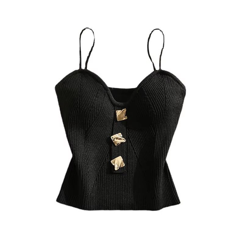 Women Sexy Tank Tops Knitted Camisole Female Suspender Slim Bottom Bandeau Top High Stretch V Neck Sleeveless Crop Top