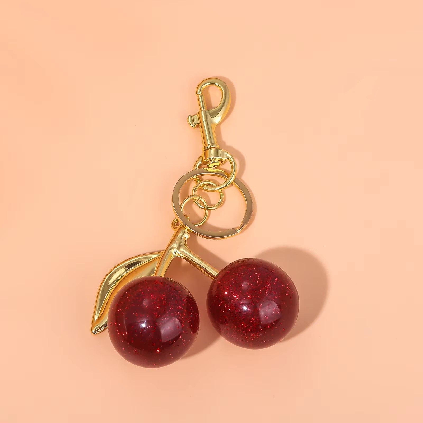 Fashion Delicious Red Cherry Keychain Summer Fruits Cherries Pendant Keyring For Women Men Jewelry Bag Key Accessories Gif
