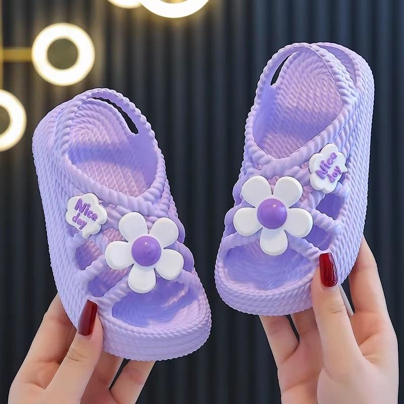 New Summer Cute Flower Design Children Slippers Lithe Comfort Sandal For Girls Baby Non-slip Seabeach Flip Flops Home Kids Shoes
