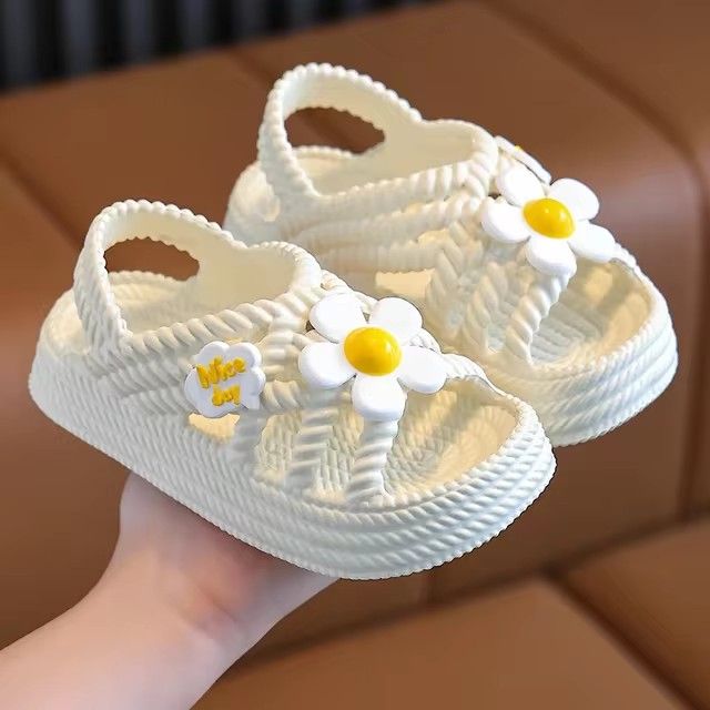 New Summer Cute Flower Design Children Slippers Lithe Comfort Sandal For Girls Baby Non-slip Seabeach Flip Flops Home Kids Shoes