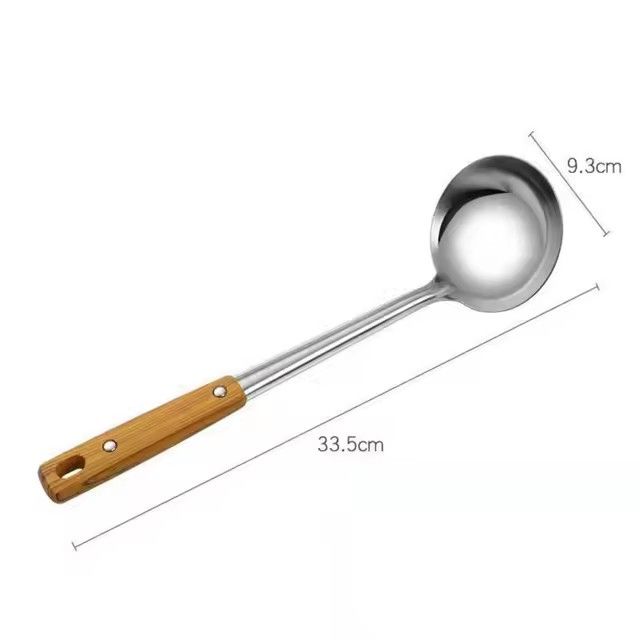 High Quality Heat-Proof Handle Stainless Steel Cooking Utensils Wood Grain Handle Frying Spoon Spatula Colander Cooking Tools