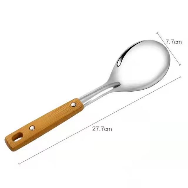 High Quality Heat-Proof Handle Stainless Steel Cooking Utensils Wood Grain Handle Frying Spoon Spatula Colander Cooking Tools