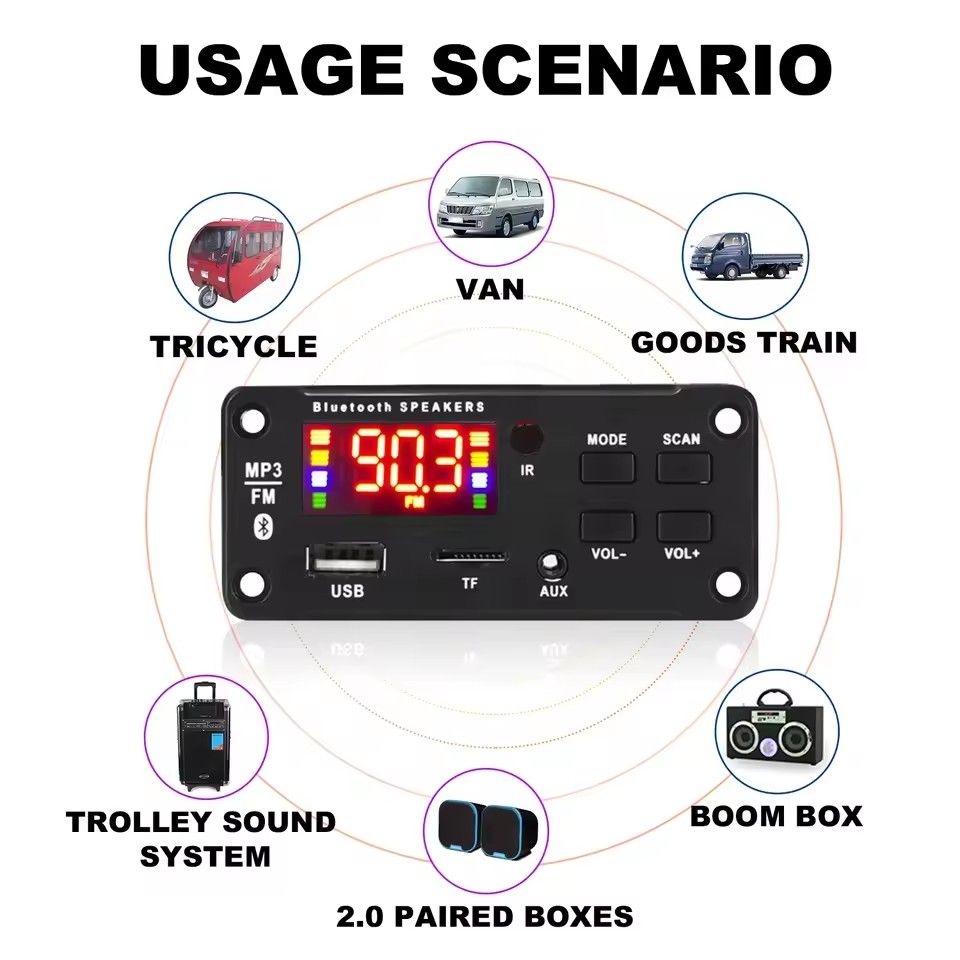 2*25W amplifier MP3 Player Decoder Board 18V Bluetooth 5.0 50W amplifier Car FM Radio Module Support TF USB AUX