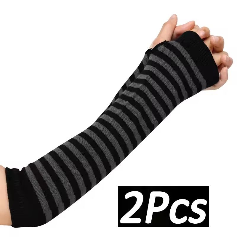 Black Punk Long Fingerless Gloves Cuff for Women Men Outdoor Hip-hop Glove Elbow Mittens Cool Stretch Winter Arm Warmer Mitten
