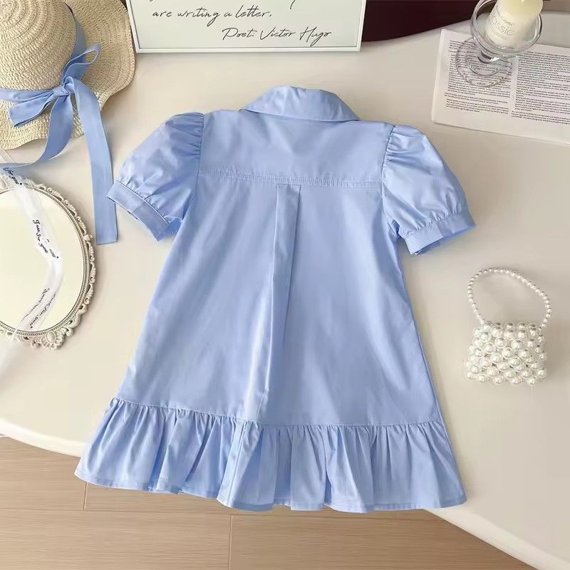Girls Casual Dresses Cute Cartoon Dress Bunny Short Sleeve Shirt Dress Kids Clothes Girls for 3 To 7 Years Princess Dress