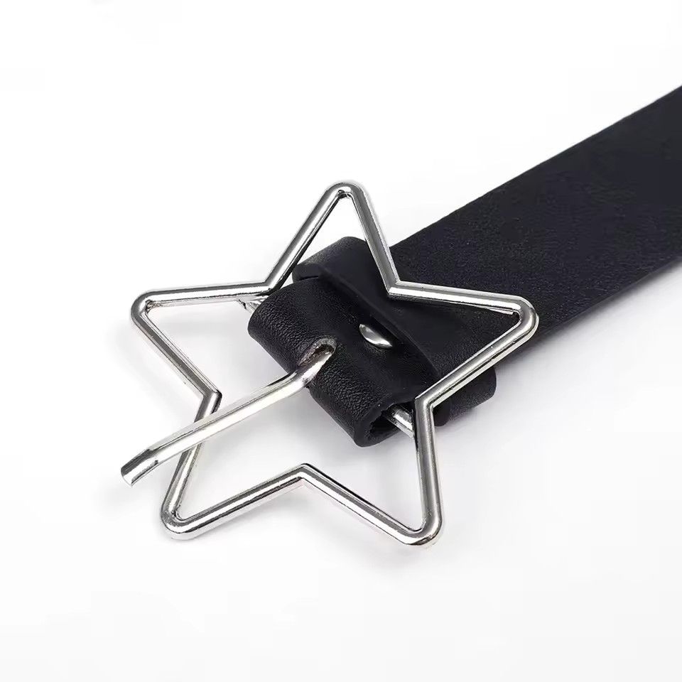 Star Eye Rivet Belt Goth Style Double Pin Buckle Man/woman Fashion Casual Punk Style Pu Leather Waistband for Jeans Y2K Belt