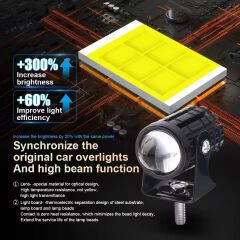 2PCS Universal Motorcycle LED Headlight Projector Lens Dual Color ATV Scooter Driving Lamp Fog Light Auxiliary Spotlight Lamp