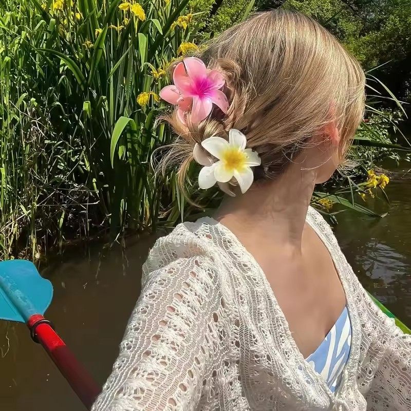 2024 New Vacation Egg Flower Hair Clips Hawaii Beach Claws Bohemian Hairpin for Girls