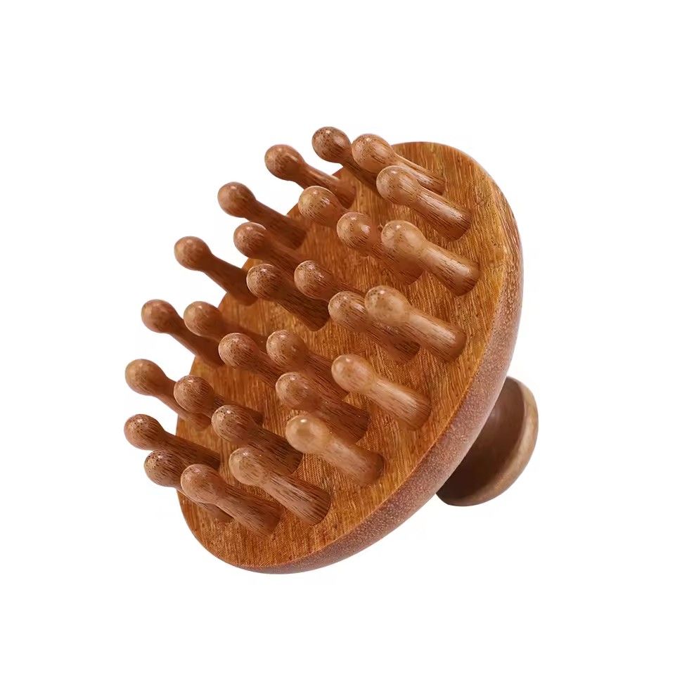 Multi-Functional Wood Therapy Massage Comb Scalp Head Massager Natural Sandalwood Circular Tooth Guasha Scraping Body Massager