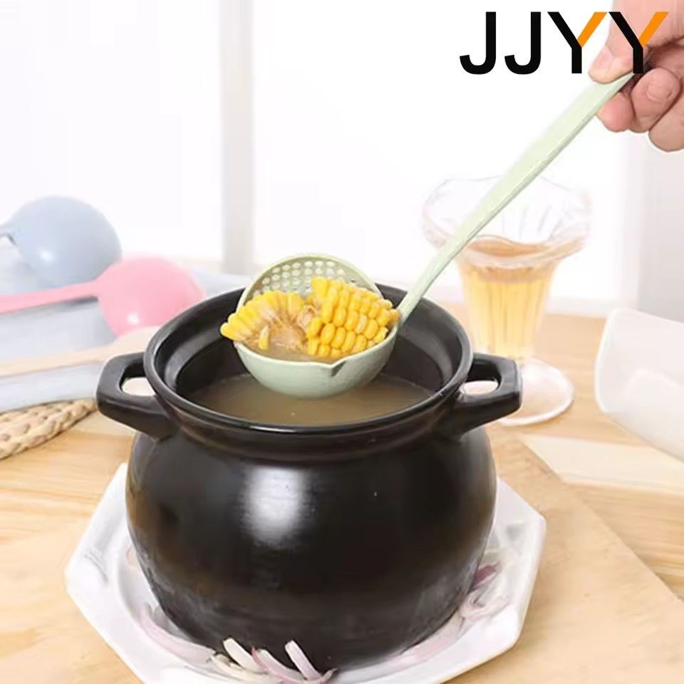 The 2 in 1 Kitchen Spoon Spoon Long handle Plastic Colander Filter Tableware Hot Pot Spoon