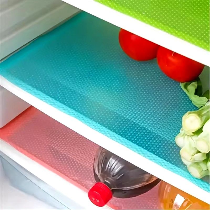 4PCS EVA Waterproof Refrigerator Liner Mat Washable Mildew Kitchen Pad Anti-oil Cabinet Drawer Placemat Heat-insulat Fridge Mat