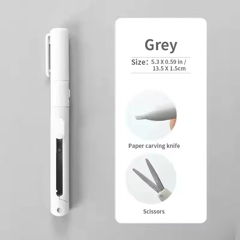 1pc Mini Portable Scissors Paper Cutter Knife 2 In 1 Multifunctional Pocket Pen Shape Scrapbooking Carving Cutting Art Tools