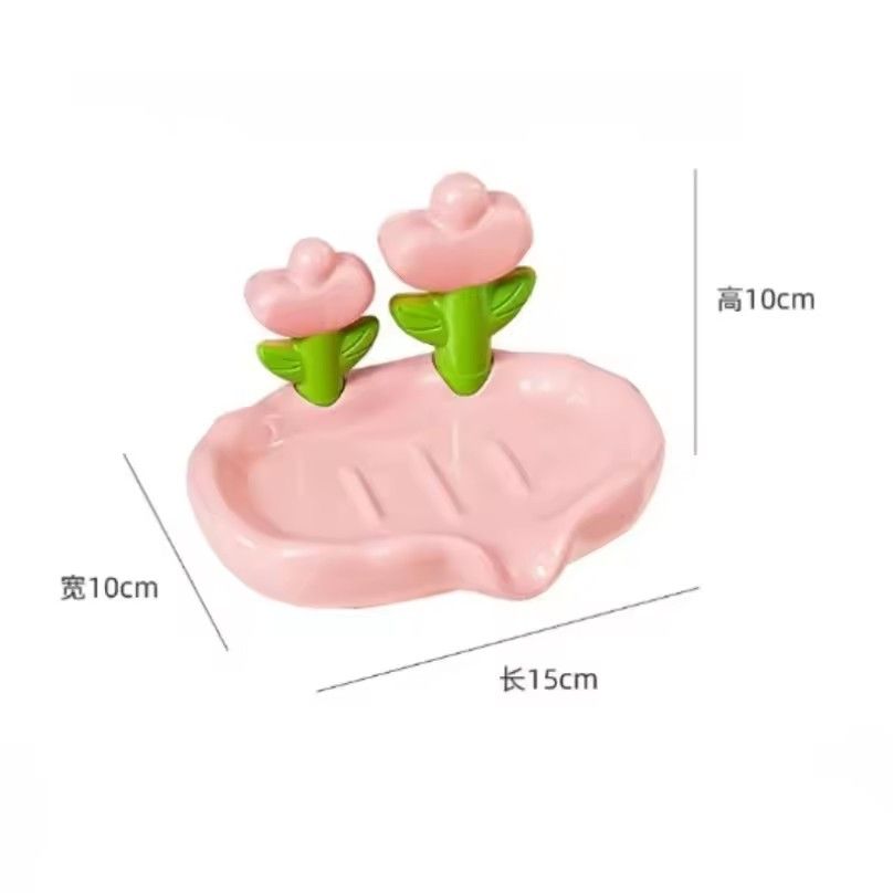 Soap container Flower Soap dish High Aesthetic Value Light Luxury Plastic Box No Punching Home Sink Storage Rack
