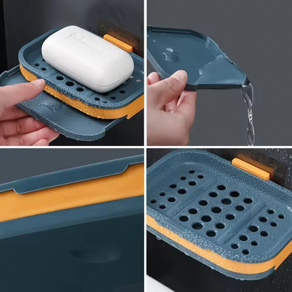 Strong Suction Soap Dish Holder Bathroom Shower Bath Net Drain Case Tray Box /.