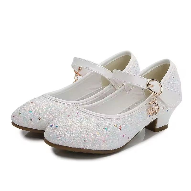 Girls Purple High Heels For Kids Princess RED Leather Shoe Footwear Children's Dress Party Wedding Shoes Round Toe 1-3CM