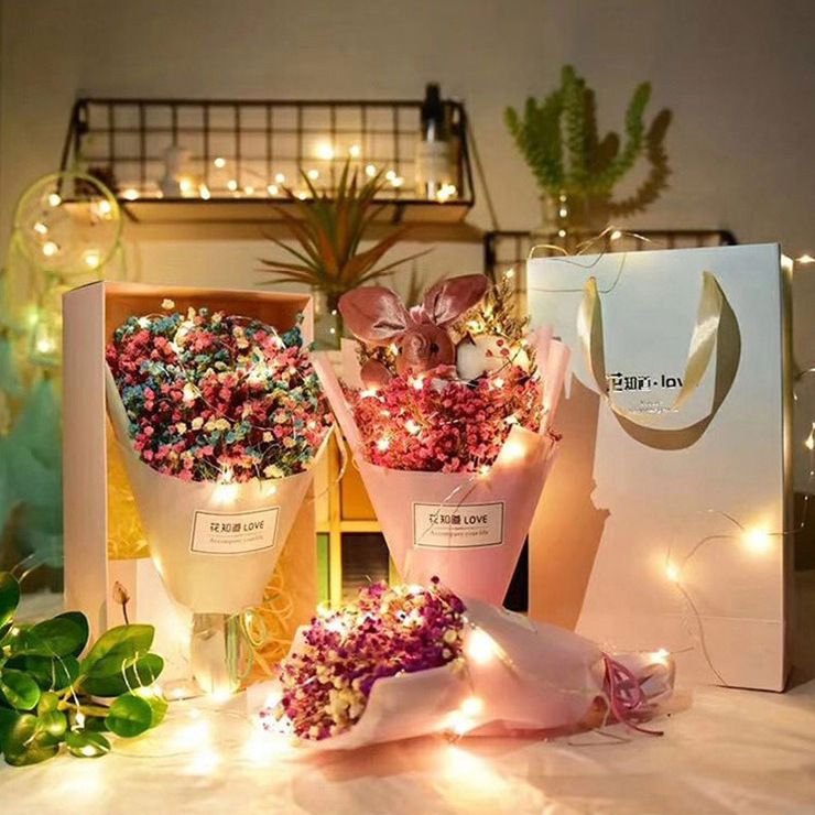 Multifunctional LED decorative light string / Halloween LED copper wire light string Multifunctional flashing light flower cake colorful gift box star string light battery copper wire light
