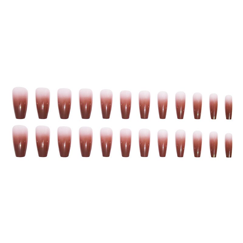 Simple nail art, chestnut red gradient, wearable nail, artificial nail, elegant long ballet nail, 24 pieces, removable