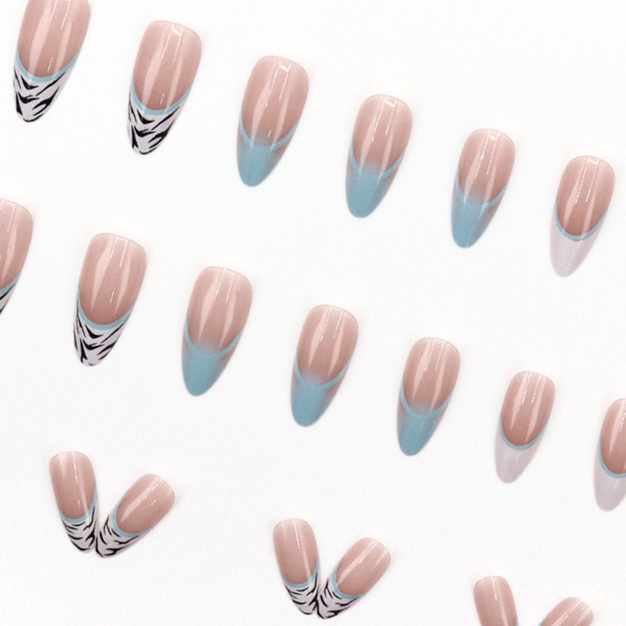 French gradient spicy girl leopard print ins gentle and elegant feeling high-end 24 pieces wearable nail stickers