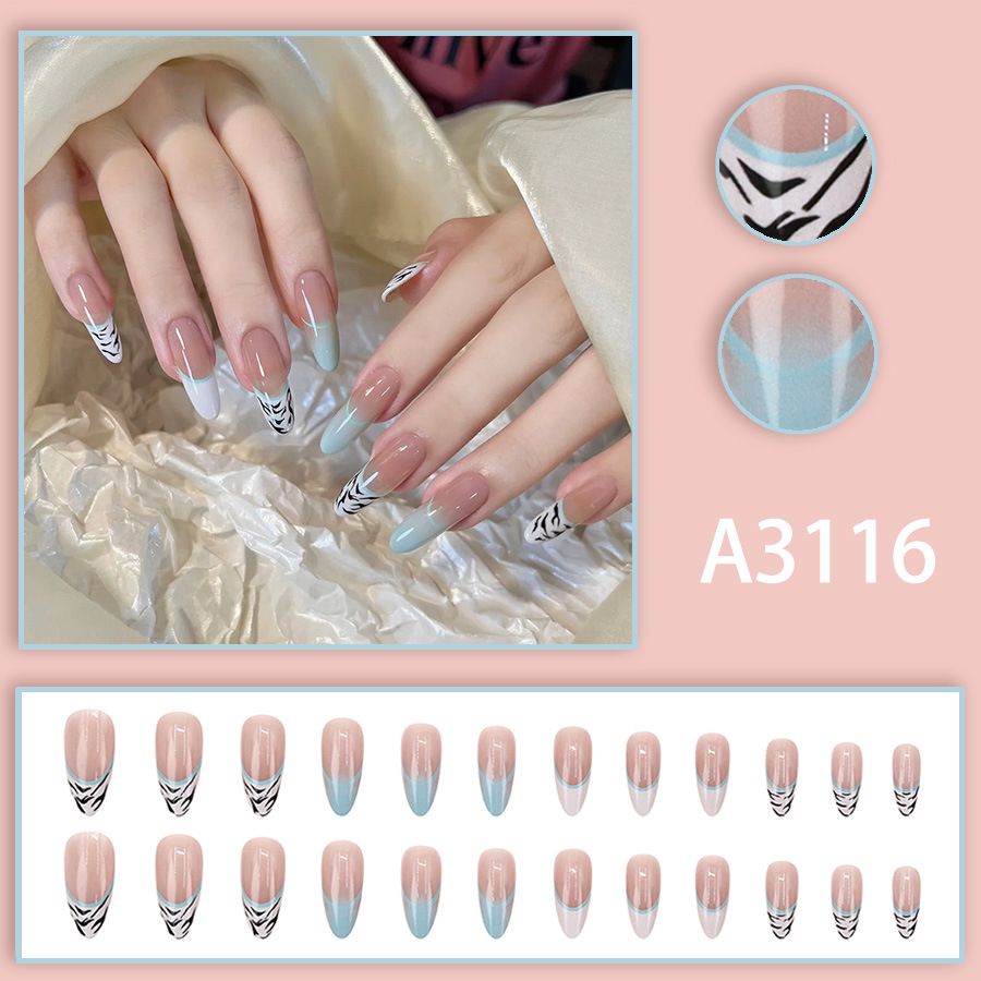 French gradient spicy girl leopard print ins gentle and elegant feeling high-end 24 pieces wearable nail stickers